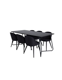 Matgrupp Petra med Velvet matstolar, 190 × 90 cm