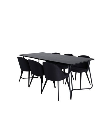 Matgrupp Petra med Velvet matstolar, 190 × 90 cm
