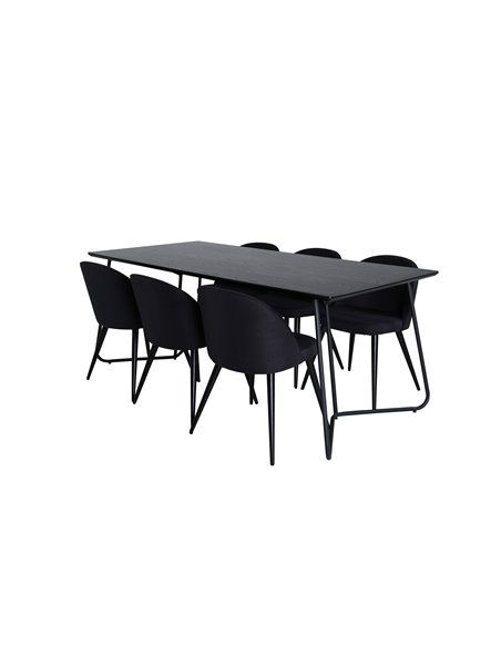Matgrupp Petra med Velvet matstolar, 190 × 90 cm