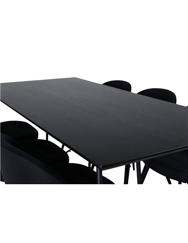 Matgrupp Petra med Velvet matstolar, 190 × 90 cm