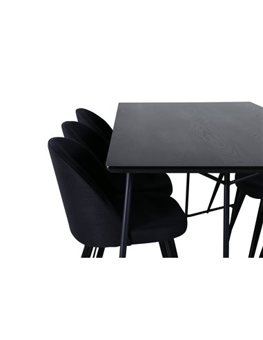 Matgrupp Petra med Velvet matstolar, 190 × 90 cm