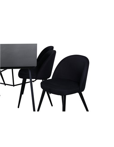 Matgrupp Petra med Velvet matstolar, 190 × 90 cm