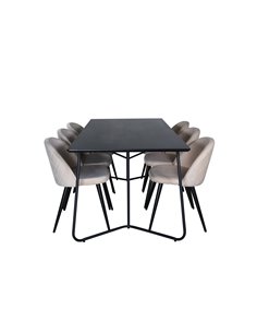 Matgrupp Petra med Velvet matstolar, 190 × 90 cm