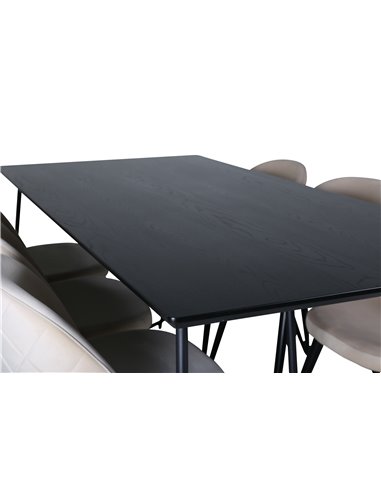 Matgrupp Petra med Velvet matstolar, 190 × 90 cm