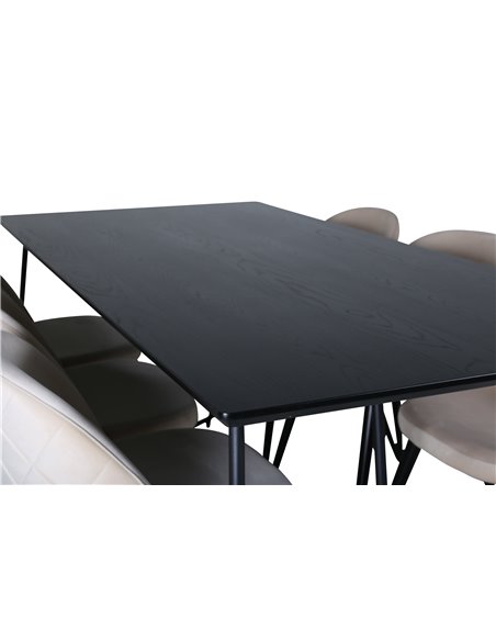 Matgrupp Petra med Velvet matstolar, 190 × 90 cm