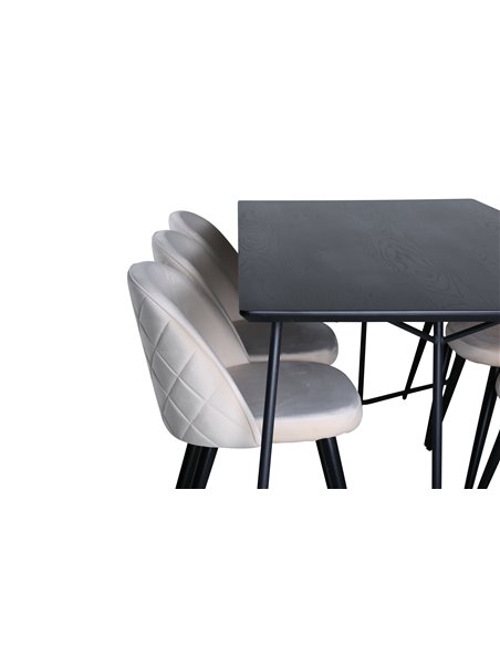 Matgrupp Petra med Velvet matstolar, 190 × 90 cm