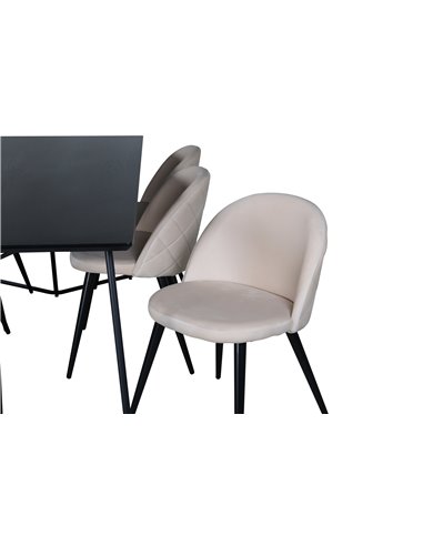 Matgrupp Petra med Velvet matstolar, 190 × 90 cm