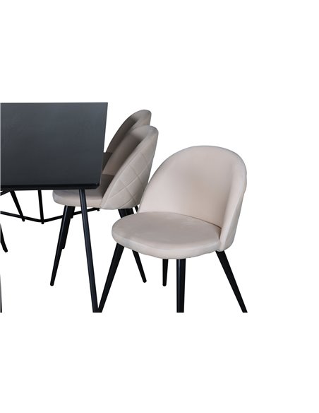 Matgrupp Petra med Velvet matstolar, 190 × 90 cm