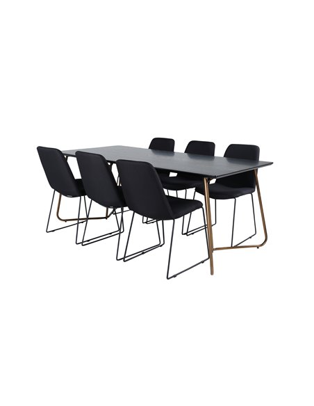 Matgrupp Petra med Muce matstolar, 190 × 90 cm