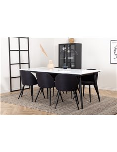 Matgrupp Jimmy med Velvet matstolar, 195 × 90 cm