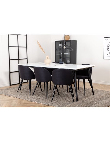 Matgrupp Jimmy med Velvet matstolar, 195 × 90 cm