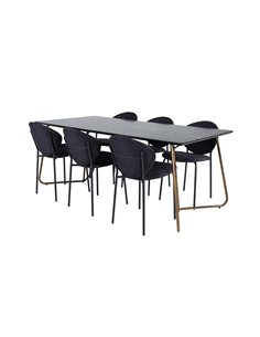 Matgrupp Petra med Vault matstolar, 190 × 90 cm