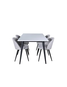 Matgrupp Jimmy med Velvet matstolar, 150 × 90 cm