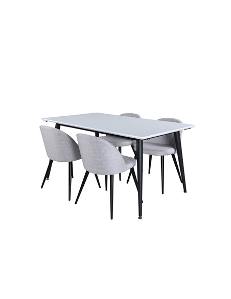 Matgrupp Jimmy med Velvet matstolar, 150 × 90 cm