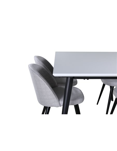 Matgrupp Jimmy med Velvet matstolar, 150 × 90 cm