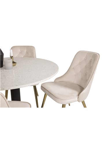 Matgrupp Razzia med Velvet Deluxe matstolar