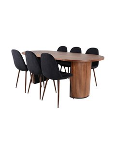 Matgrupp Bianca med Polar matstolar, 200 × 90 cm