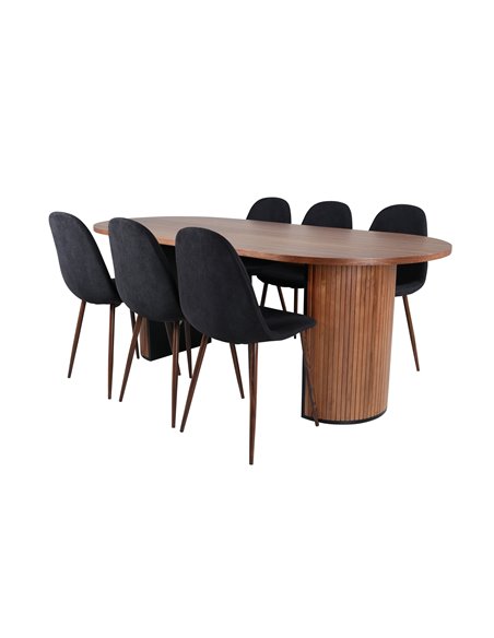 Matgrupp Bianca med Polar matstolar, 200 × 90 cm