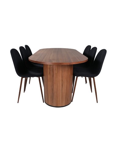 Matgrupp Bianca med Polar matstolar, 200 × 90 cm