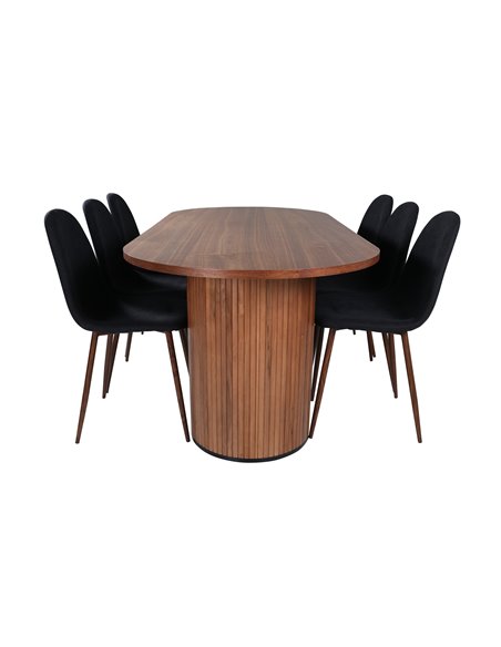 Matgrupp Bianca med Polar matstolar, 200 × 90 cm