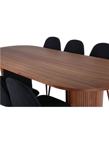 Matgrupp Bianca med Polar matstolar, 200 × 90 cm