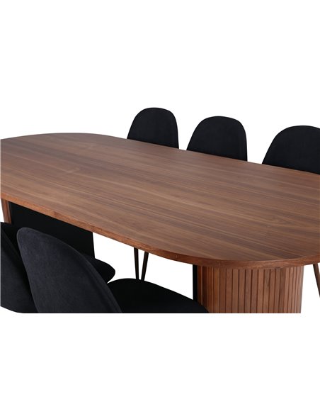 Matgrupp Bianca med Polar matstolar, 200 × 90 cm