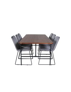Matgrupp Uno med Muce matstolar, 200 × 90 cm
