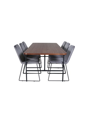Matgrupp Uno med Muce matstolar, 200 × 90 cm