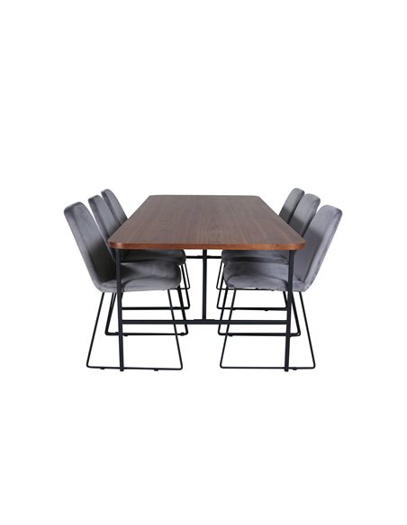 Matgrupp Uno med Muce matstolar, 200 × 90 cm