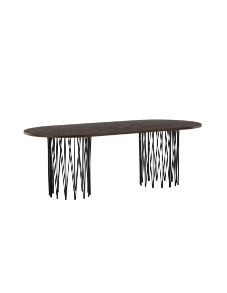 Ovalt matbord Stone, 220 × 100 cm, Mocca