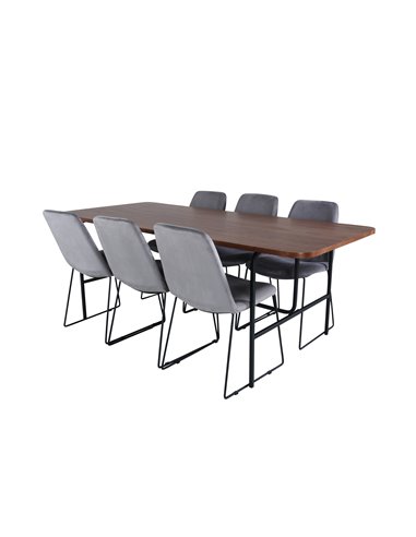 Matgrupp Uno med Muce matstolar, 200 × 90 cm