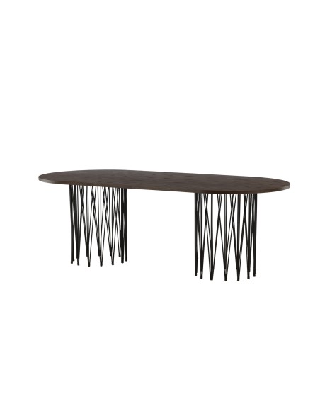 Ovalt matbord Stone, 220 × 100 cm, Mocca