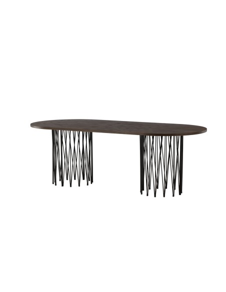 Ovalt matbord Stone, 220 × 100 cm, Mocca