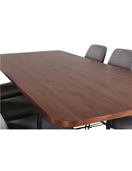 Matgrupp Uno med Muce matstolar, 200 × 90 cm