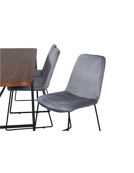 Matgrupp Uno med Muce matstolar, 200 × 90 cm