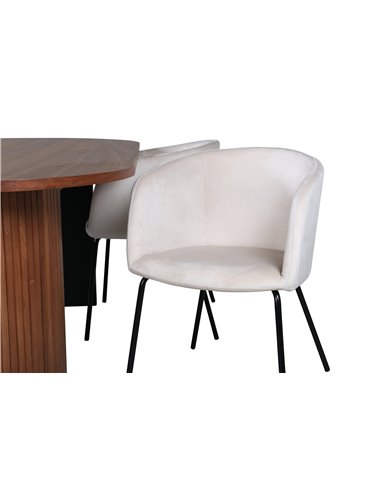 Matgrupp Bianca med Berit matstolar, 200 × 90 cm