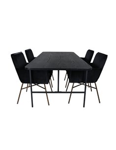 Matgrupp Uno med Petra matstolar, 200 × 90 cm