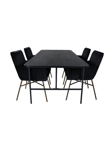 Matgrupp Uno med Petra matstolar, 200 × 90 cm