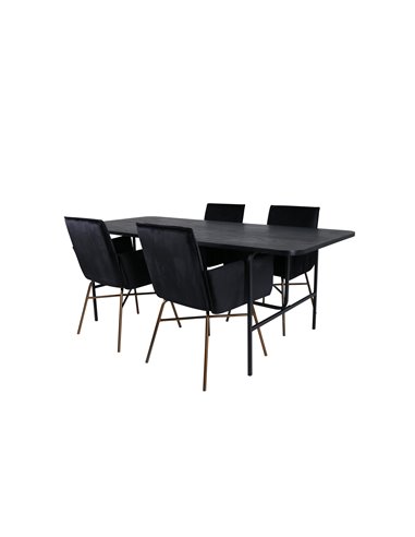 Matgrupp Uno med Petra matstolar, 200 × 90 cm