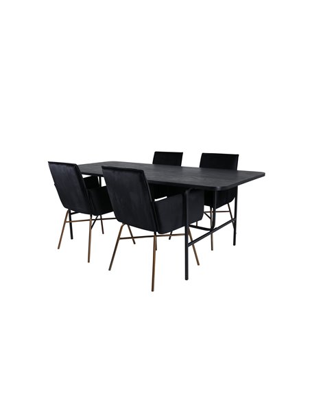 Matgrupp Uno med Petra matstolar, 200 × 90 cm