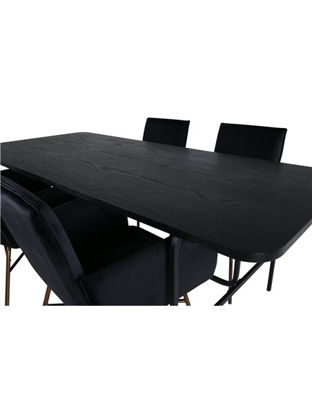 Matgrupp Uno med Petra matstolar, 200 × 90 cm
