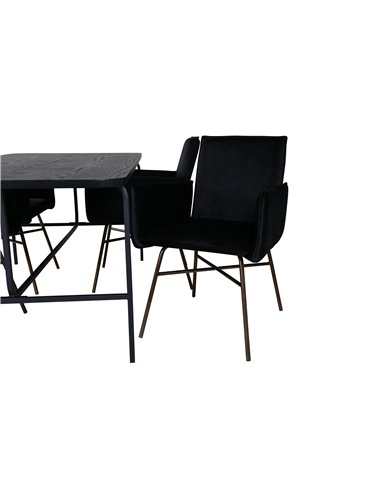 Matgrupp Uno med Petra matstolar, 200 × 90 cm