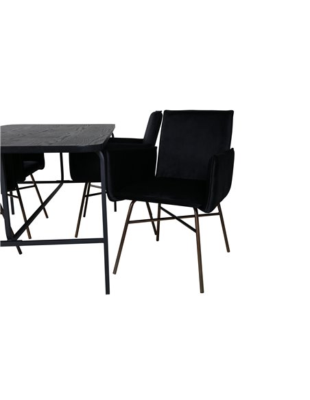 Matgrupp Uno med Petra matstolar, 200 × 90 cm