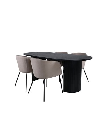 Matgrupp Bianca med Berit matstolar, 200 × 90 cm