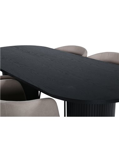 Matgrupp Bianca med Berit matstolar, 200 × 90 cm