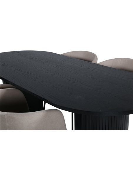 Matgrupp Bianca med Berit matstolar, 200 × 90 cm