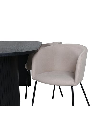 Matgrupp Bianca med Berit matstolar, 200 × 90 cm