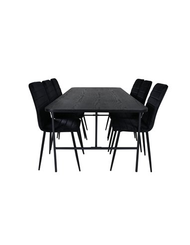 Matgrupp Uno med Windu matstolar, 200 × 90 cm