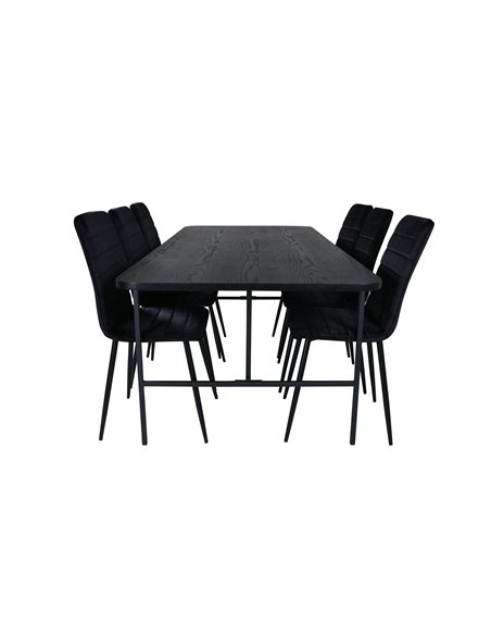 Matgrupp Uno med Windu matstolar, 200 × 90 cm