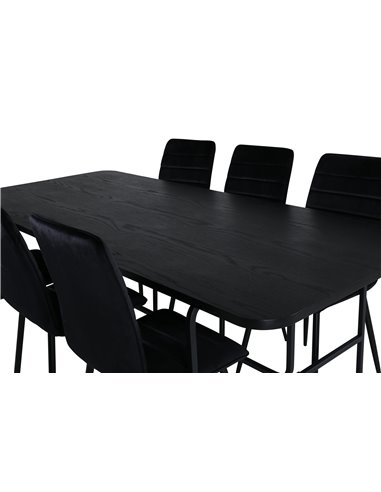 Matgrupp Uno med Windu matstolar, 200 × 90 cm